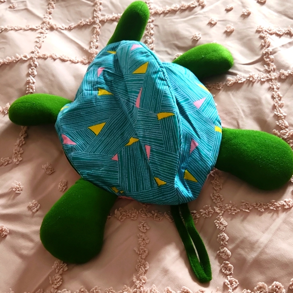 Green Plush Turtle with Colorful Shell - Picture 4 of 6